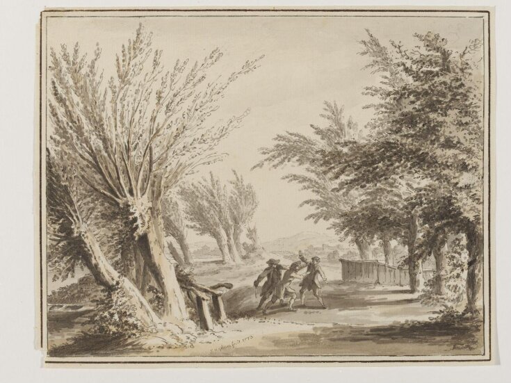 Road Scene with Footpads attacking a Traveller top image