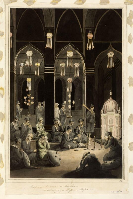 Ceremony of mourning in the Imambara, Lucknow