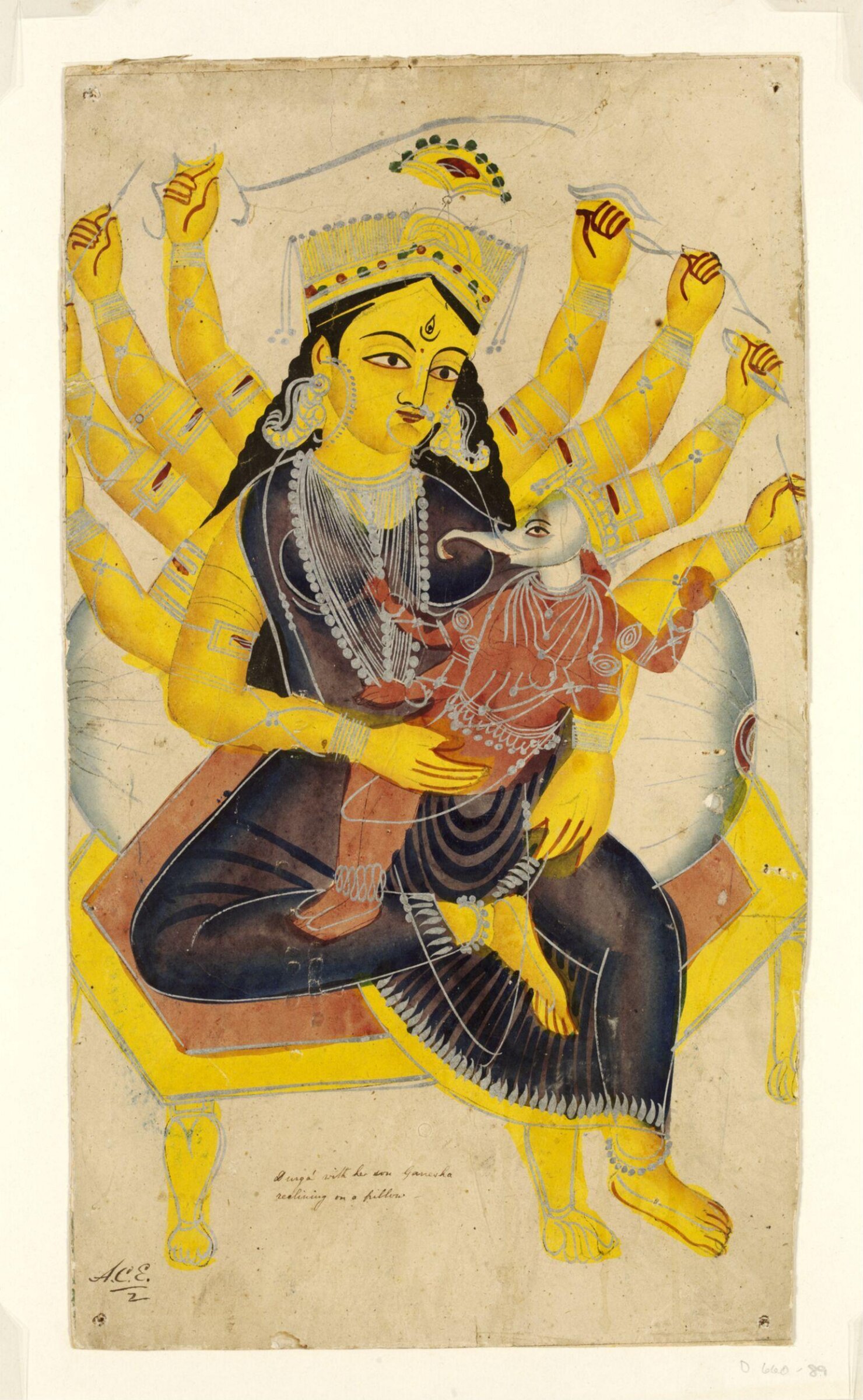 Durga and Ganesha, ca. 1850