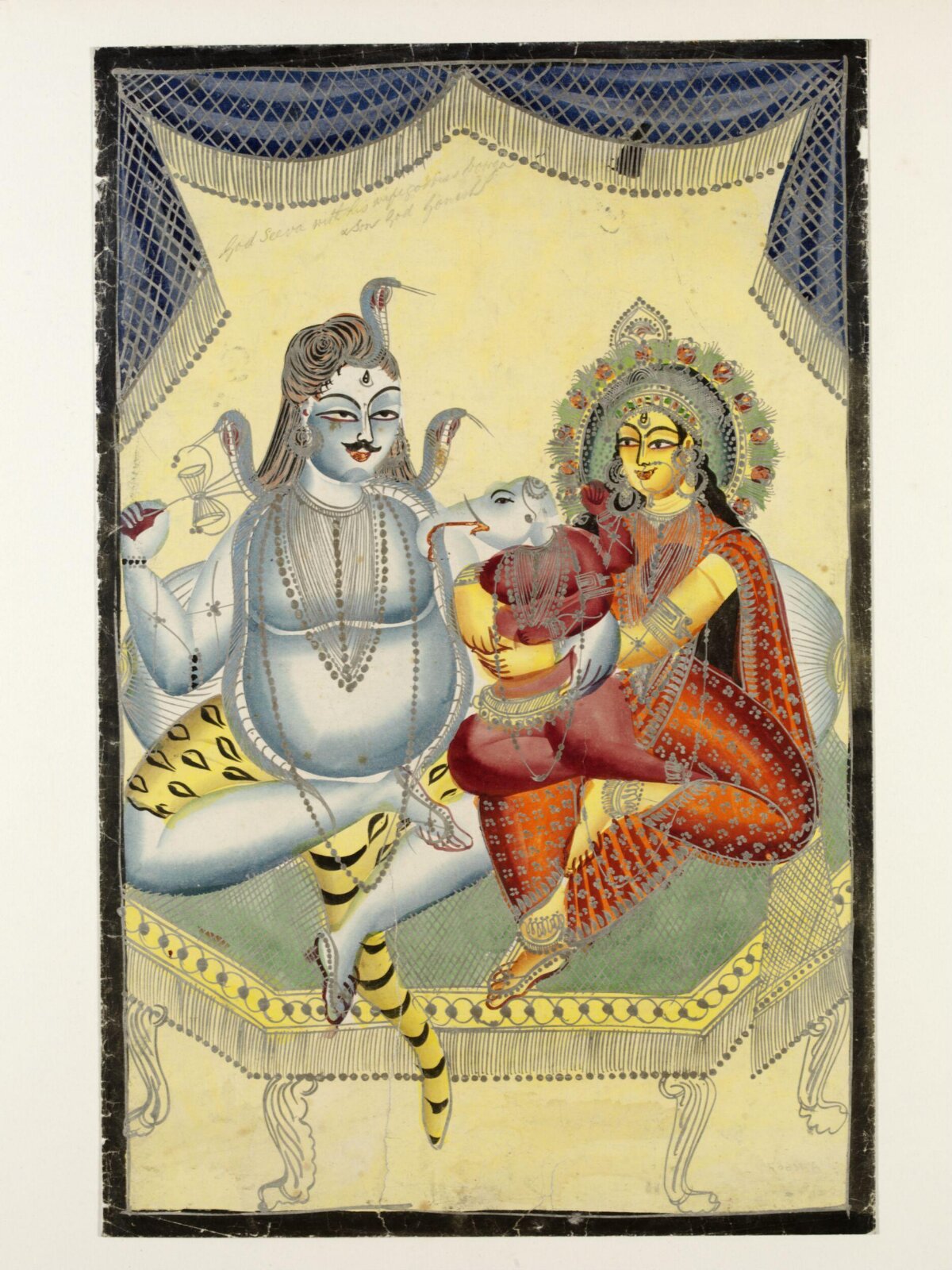 Shiva and Parvati with Ganesha, ca. 1860