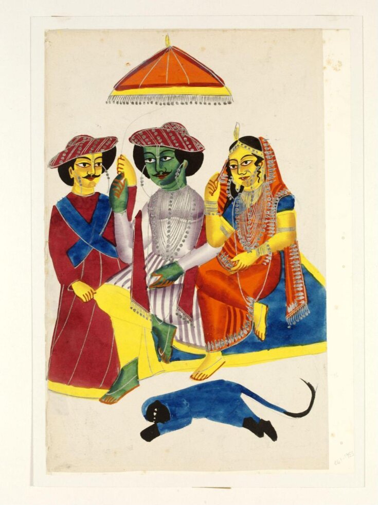 Hanuman before Rama, Sita and Lakshmana top image
