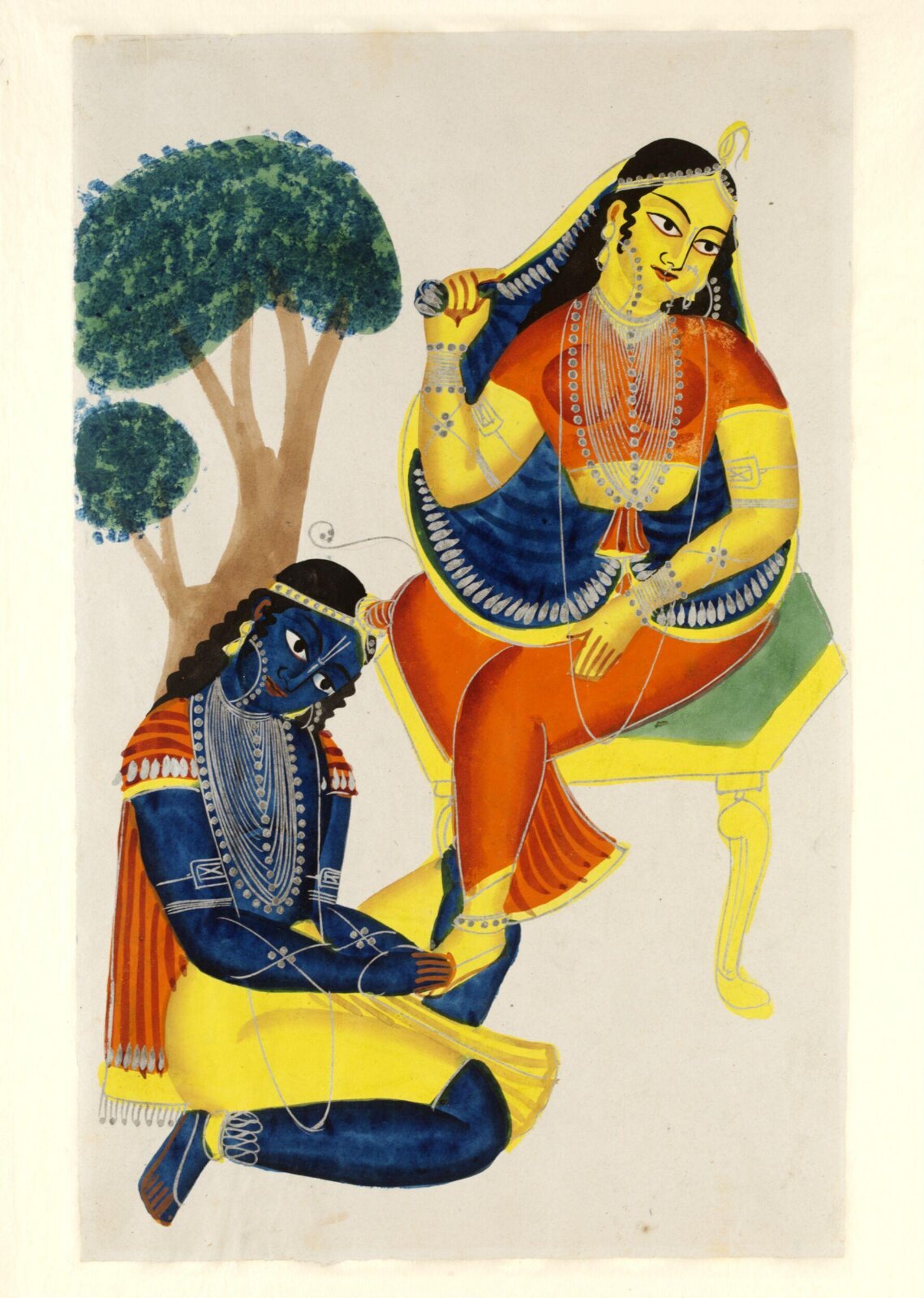 Krishna kneeling at Radha's feet, ca. 1865 - ca. 1870