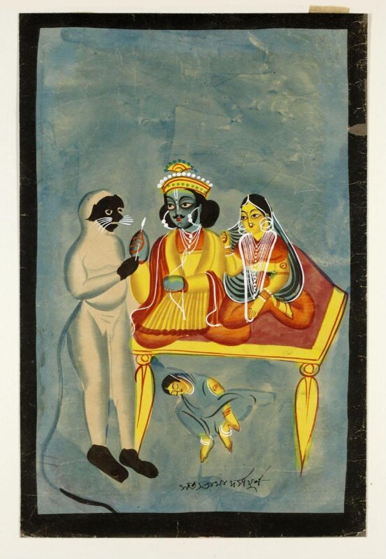 Rama and Sita, Hanuman and Satyabhama