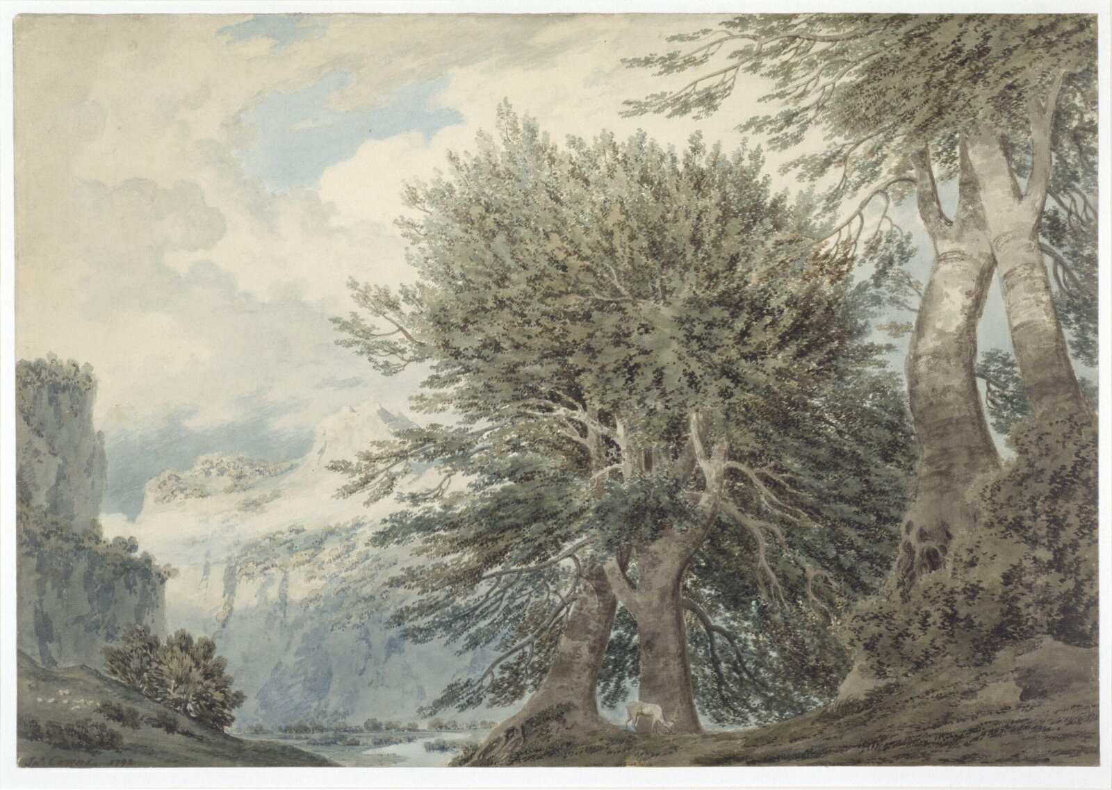 Mountainous landscape with beech trees, Cozens, 1792