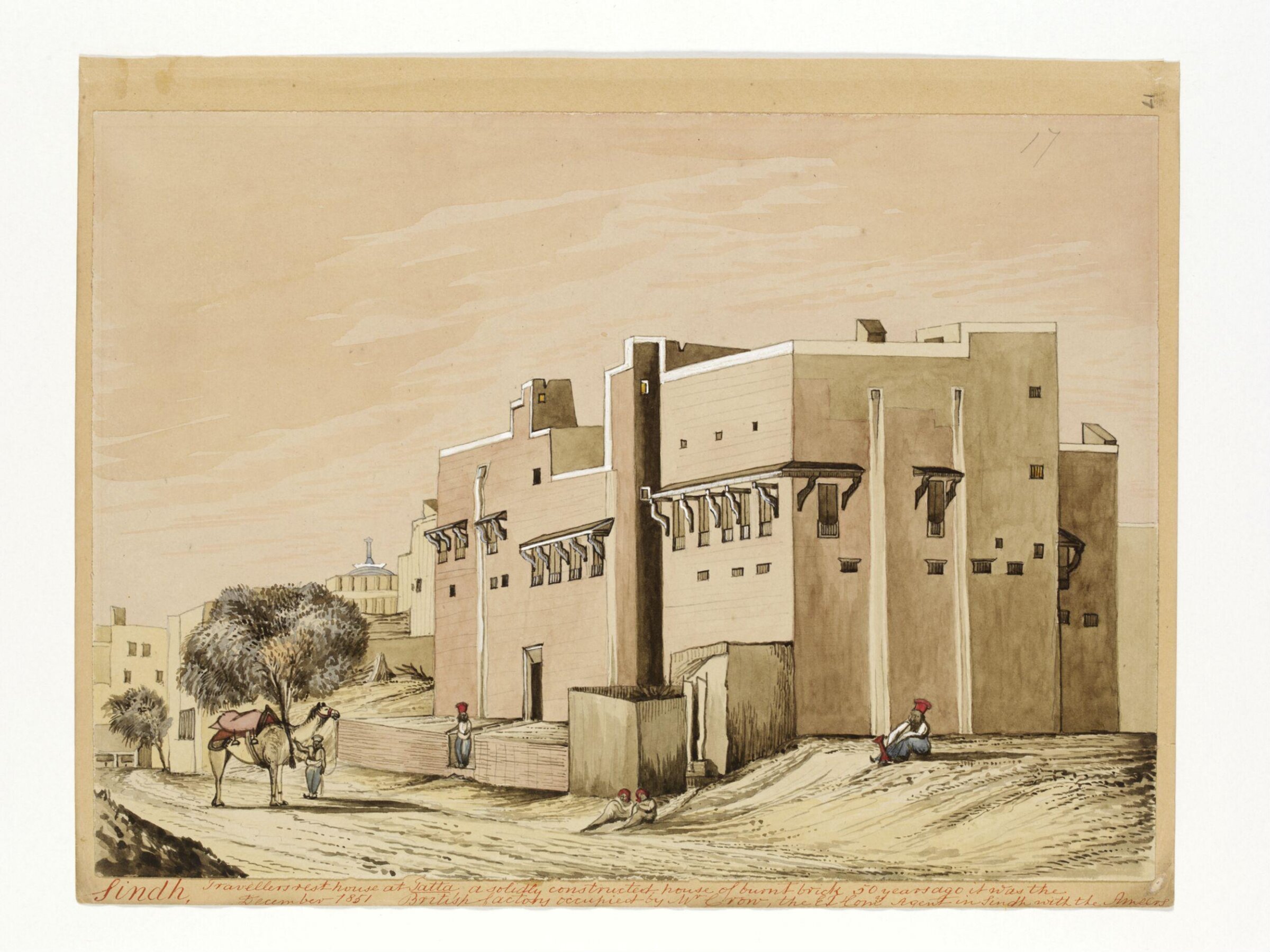 Exterior of the traveller's rest house, formerly the East India Company's Factory, Tatta, Henry Francis Ainslie, 12/1851