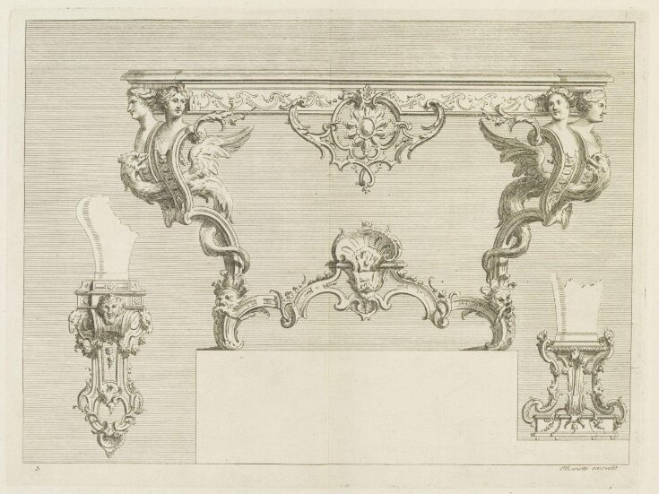 Nouveaux Desseins de Pieds de Tables et de Vases et Consoles de sculpture en bois Inventes par le sieur Pineau sculpteur top image