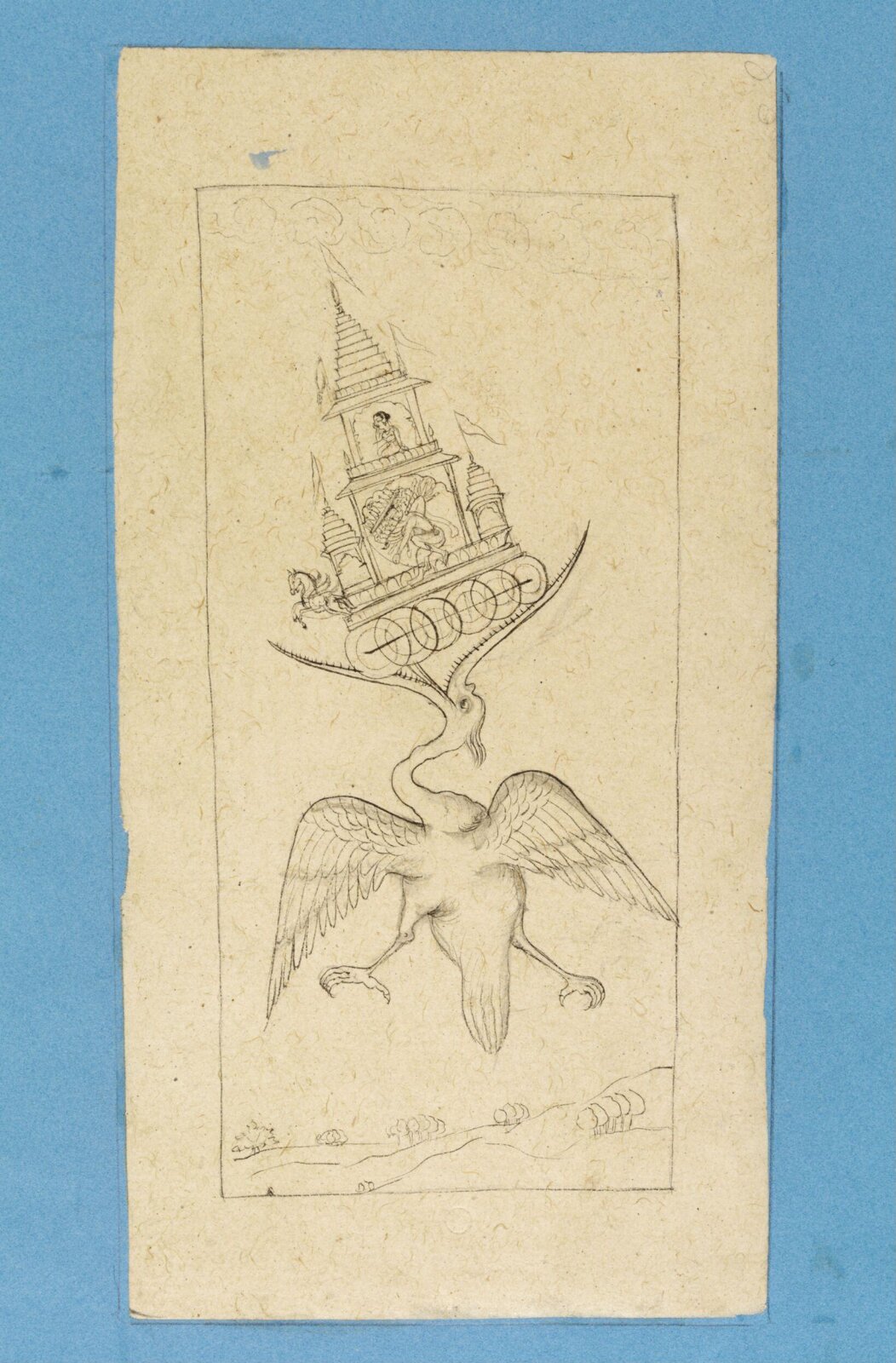 Jatayu carrying Ravana's chariot, mid 19th century