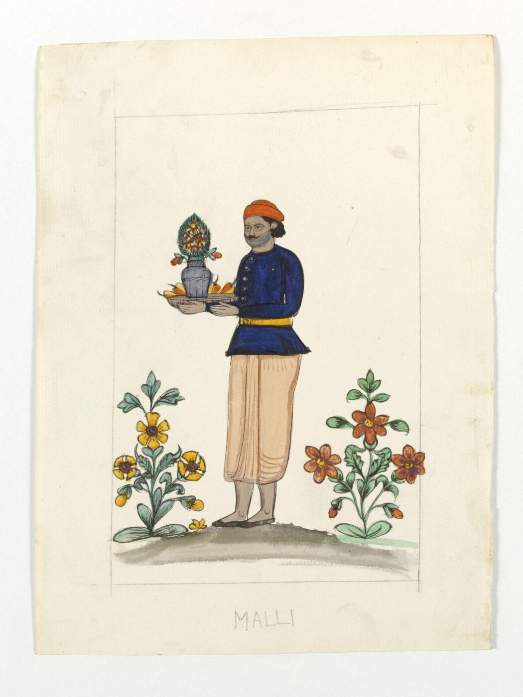 Unknown, One of seven drawings of people and occupations and a lion.