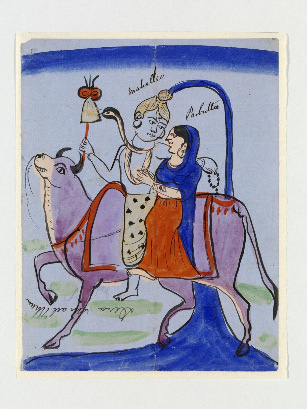 Shiva, Parvati and Nandi, late 19th century