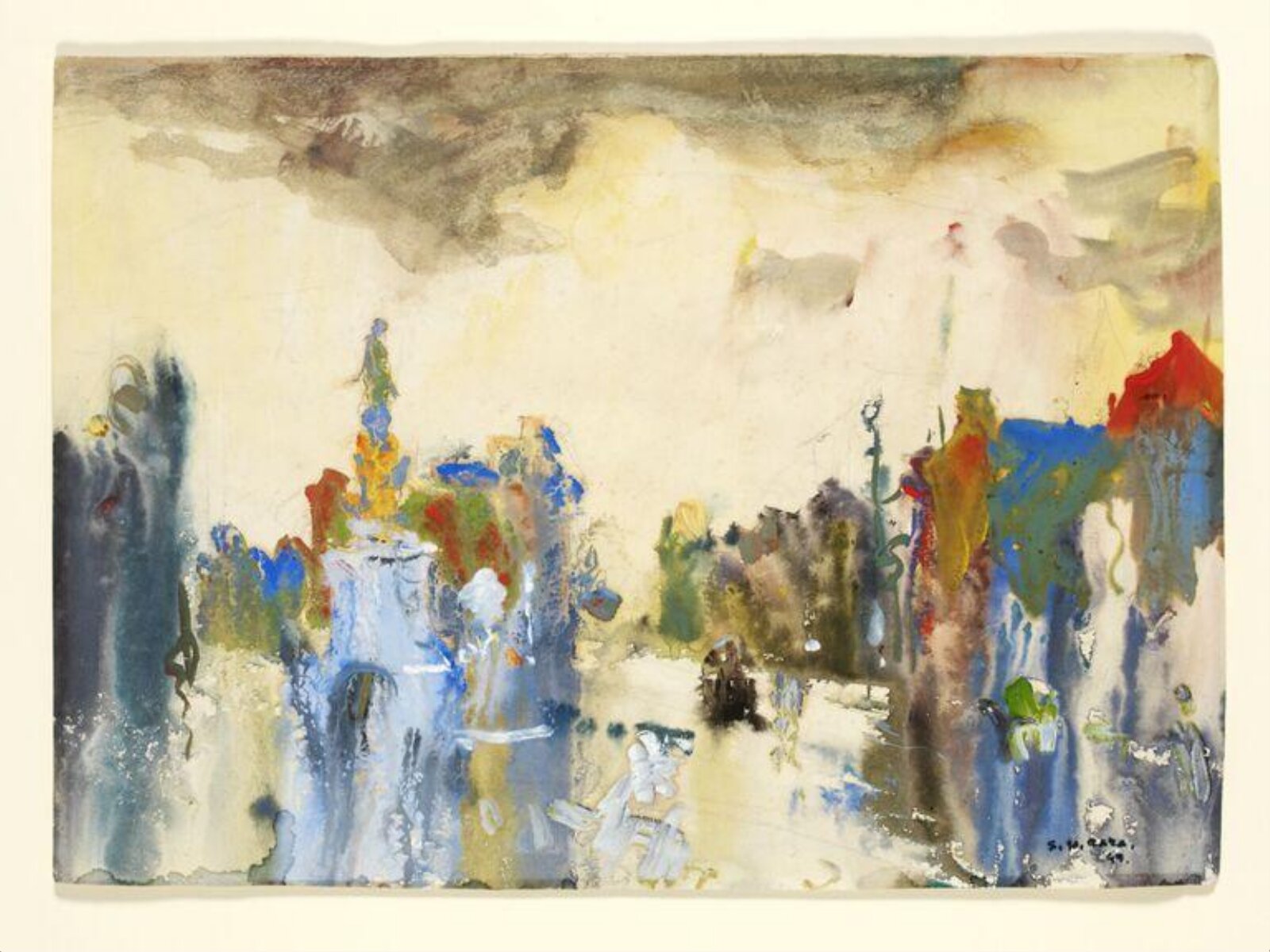 Monsoon in Bombay, Sayed Haider Raza, ca. 1947 - ca. 1949