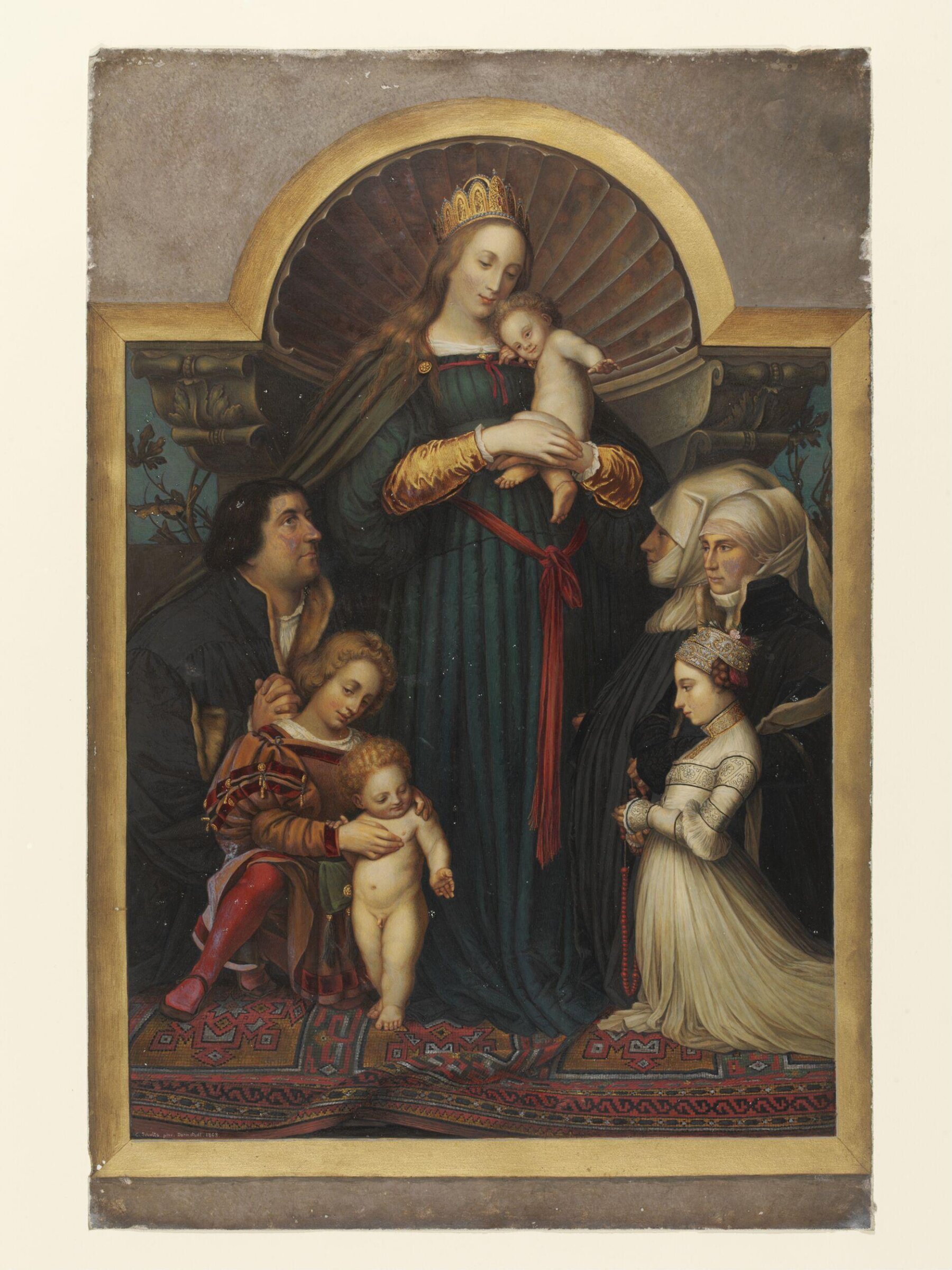 Copy after the painting Virgin and Child and Meyer  Family by Hans Holbein in Darmstadt, Christian Schultz, 1868