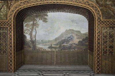 Landscape with Castle (fresco from the Painted Dining Room, Drakelow Hall), Paul Sandby, 1793