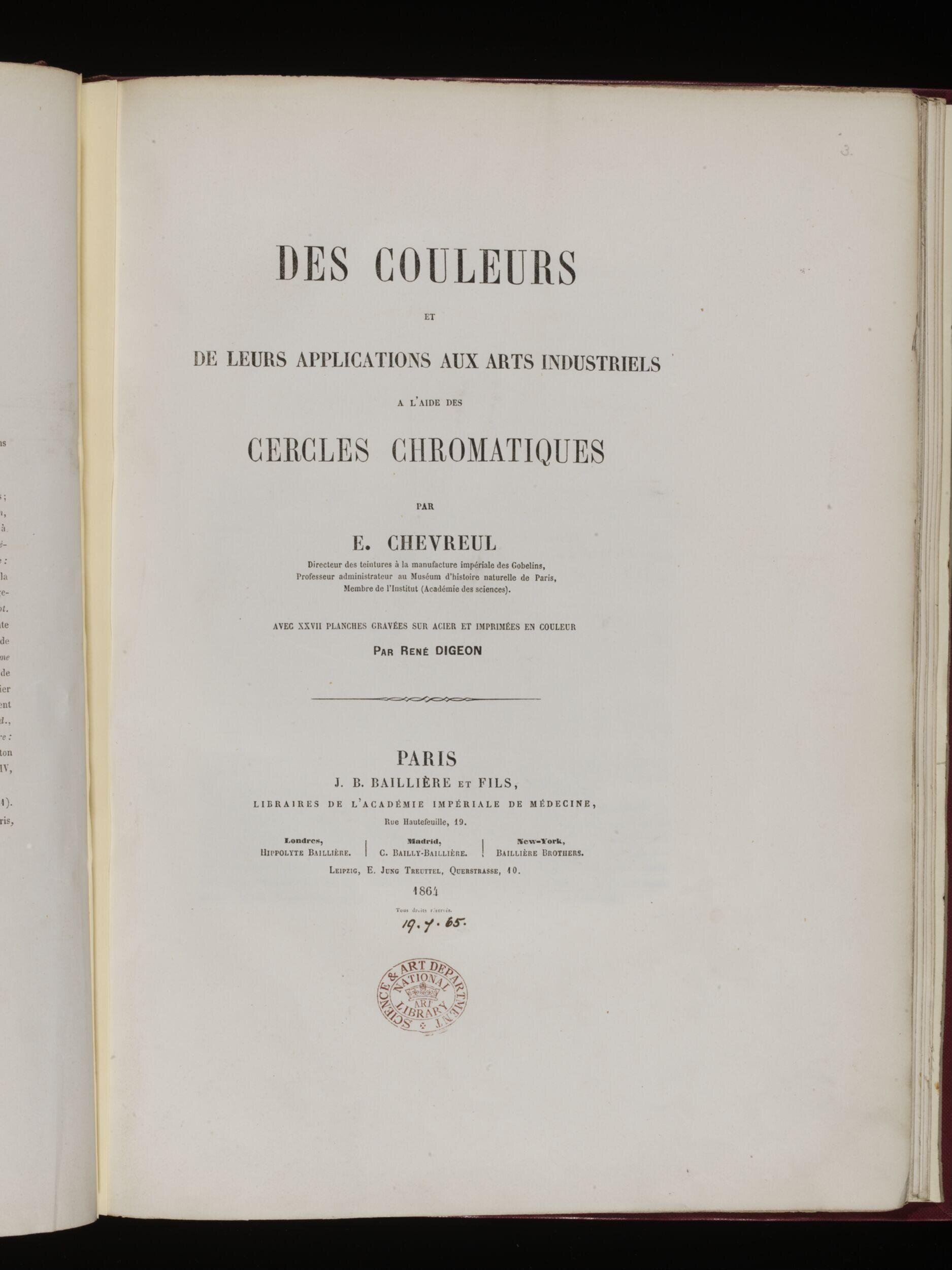 Des couleurs et de leurs applications aux arts industriels