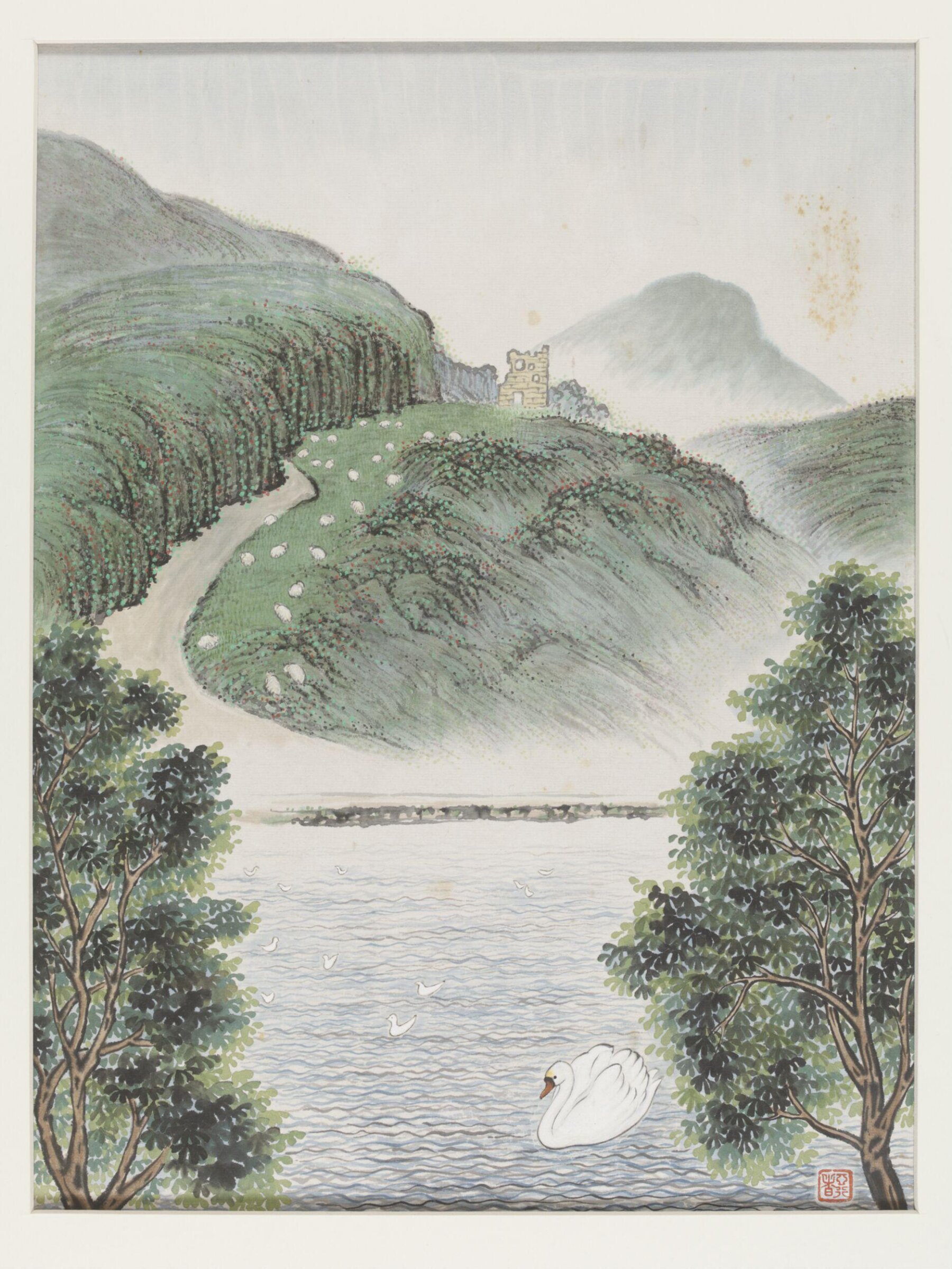 St Anthony's Chapel and St Margaret's Loch after the rain, Chiang Yee, 1947