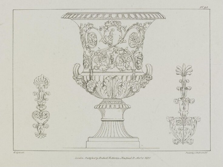 Architectural Ornaments, or, A Collection of Capitals, Friezes, Roses, Entablatures, Mouldings, &c. Drawn on Stone. From the Antique top image