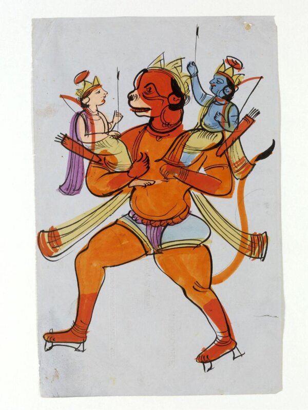 Hanuman carrying Rama and Lakshmana