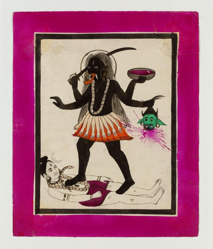 Kali dancing on Shiva top image