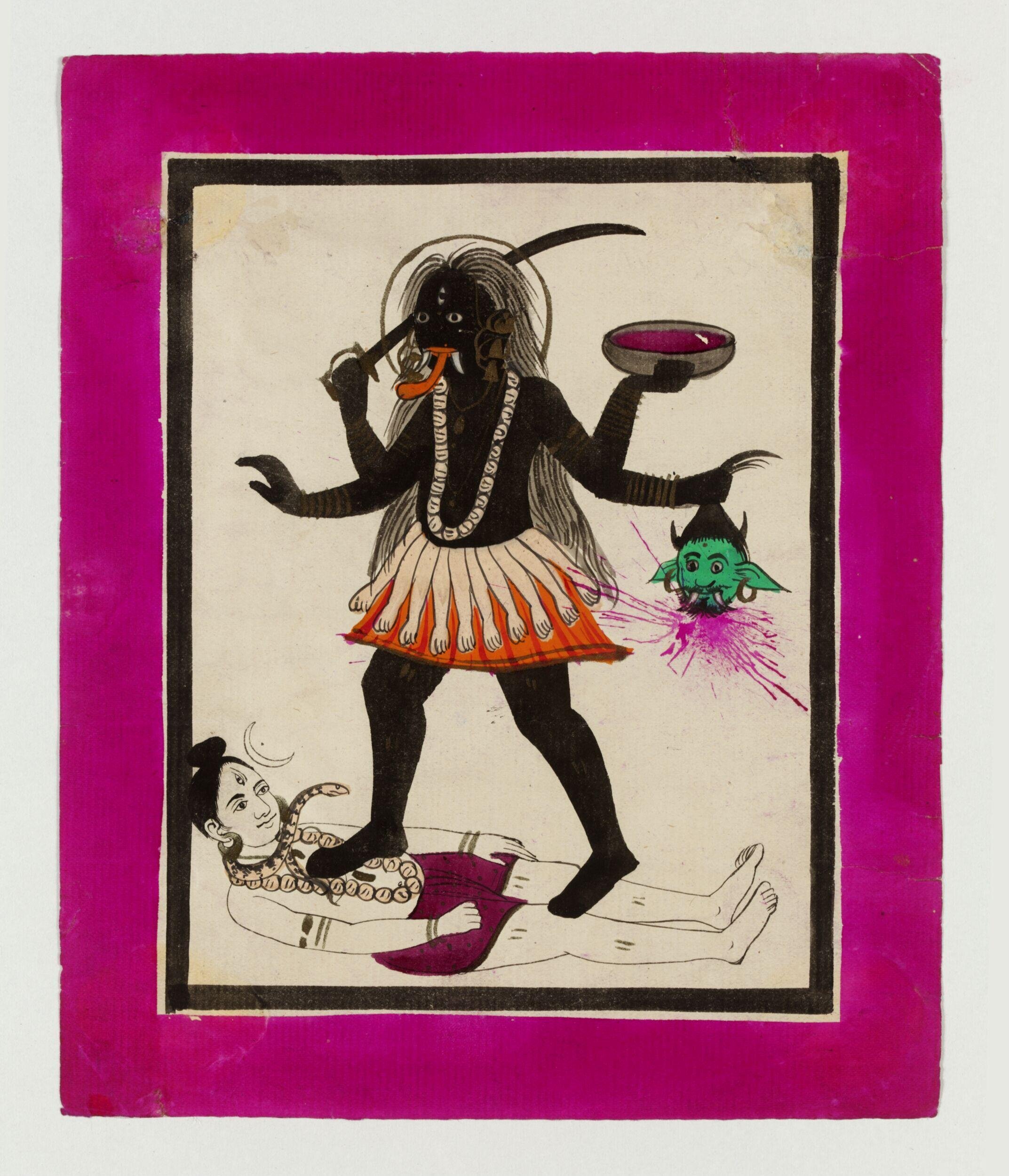 Kali dancing on Shiva by Unknown