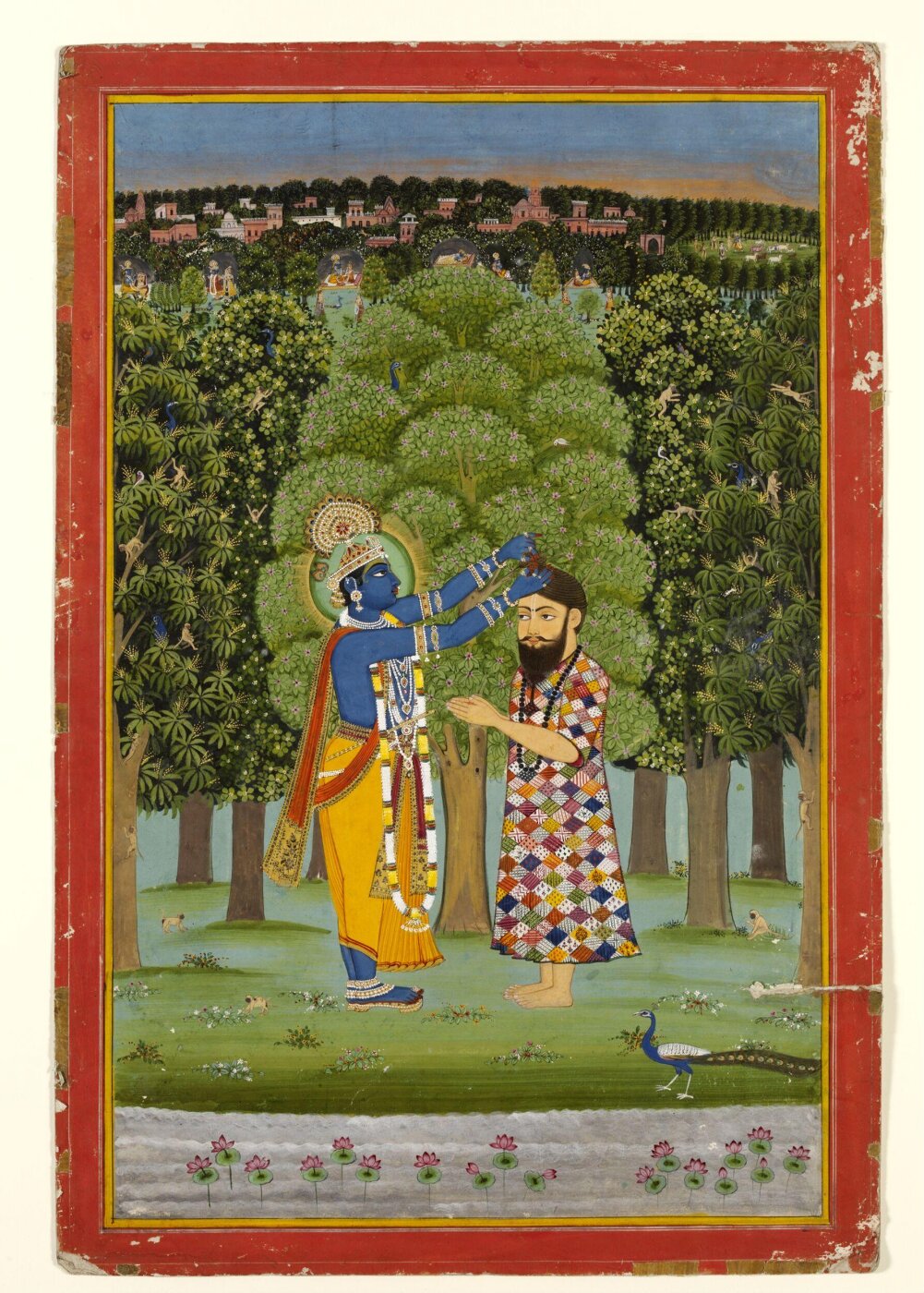 Unknown, Krishna adorning the hair of a holy man