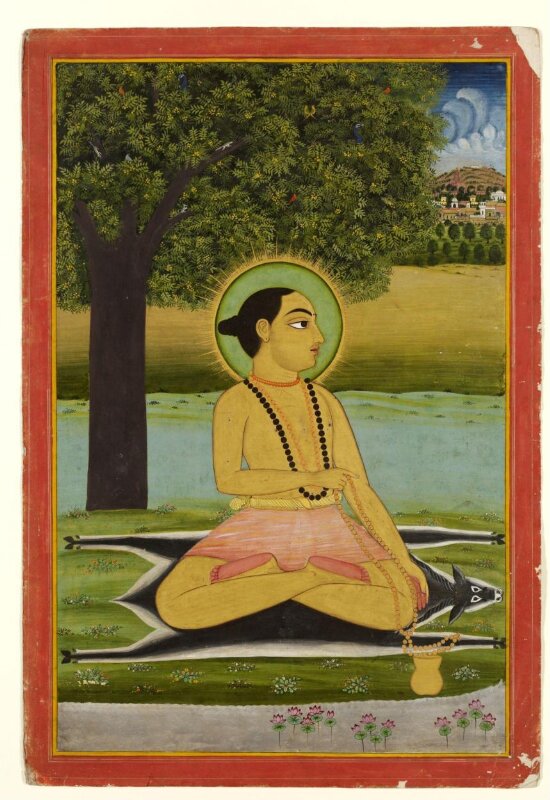 Holy man seated on a gazelle skin