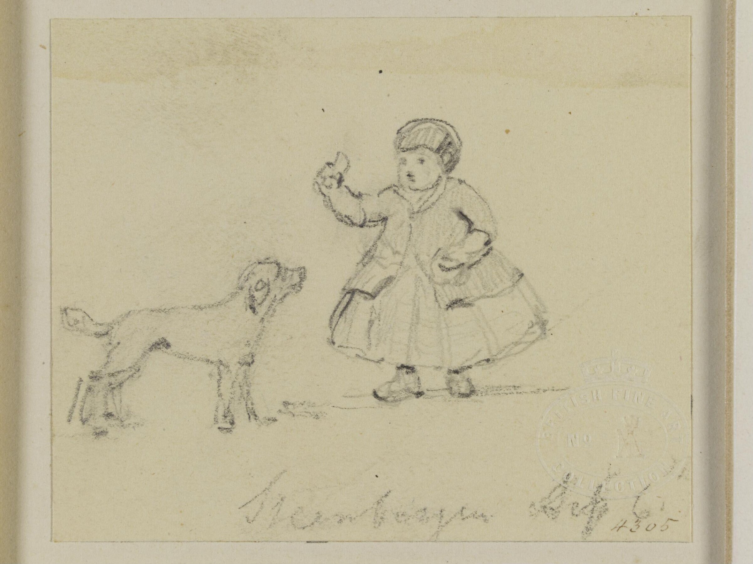 A dog looking up at a child, John Jackson, 1816