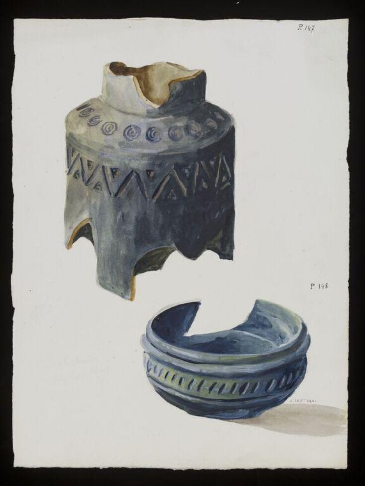 Drawing of Central Asian pottery top image