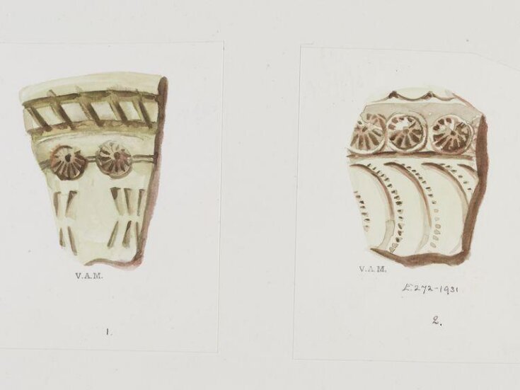 Drawing of Central Asian pottery top image