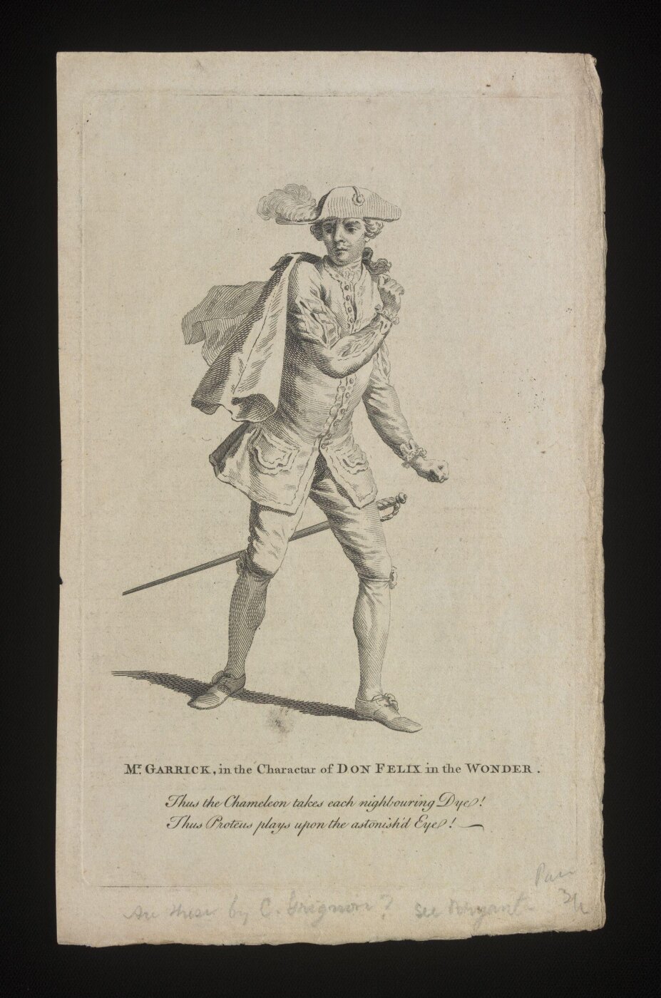 unknown, Mr Garrick in the character of Don Felix in the Wonder