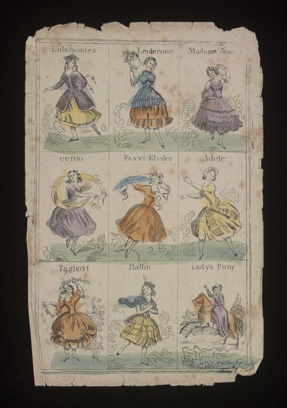 unknown, Lolamontes, Lecleroue, Madame Vestris, Cerito, Fanny Elssler, Adele, Taglioni, Ballin, Lady's Pony