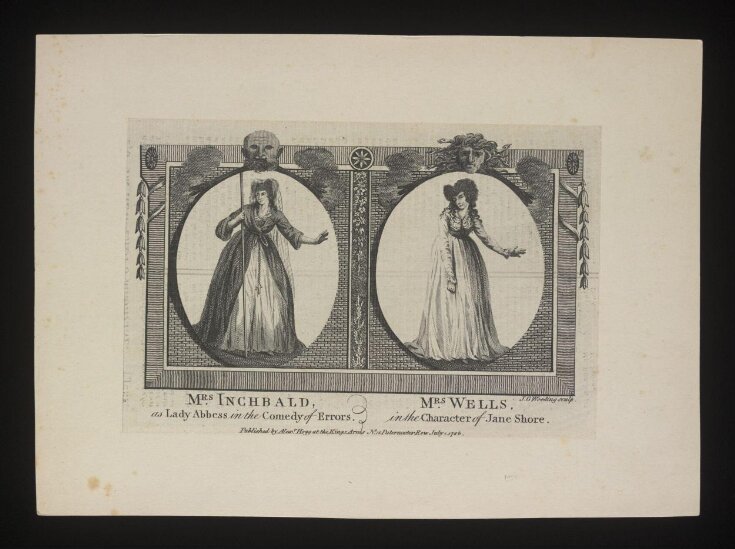 Mrs. Inchbald as Lady Abbess in the Comedy of Errors and Mrs. Wells in the character of Jane Shore top image