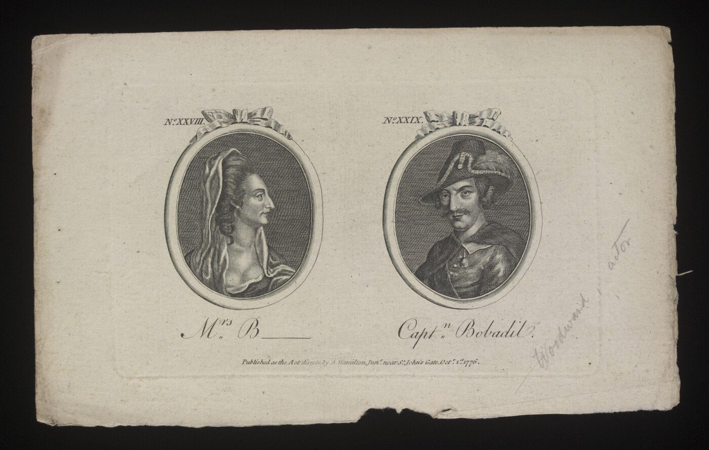 unknown, Mrs B- and Captn. Bobadil