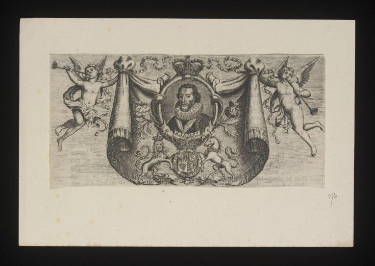 King James I with Royal Crest and Cherubs top image
