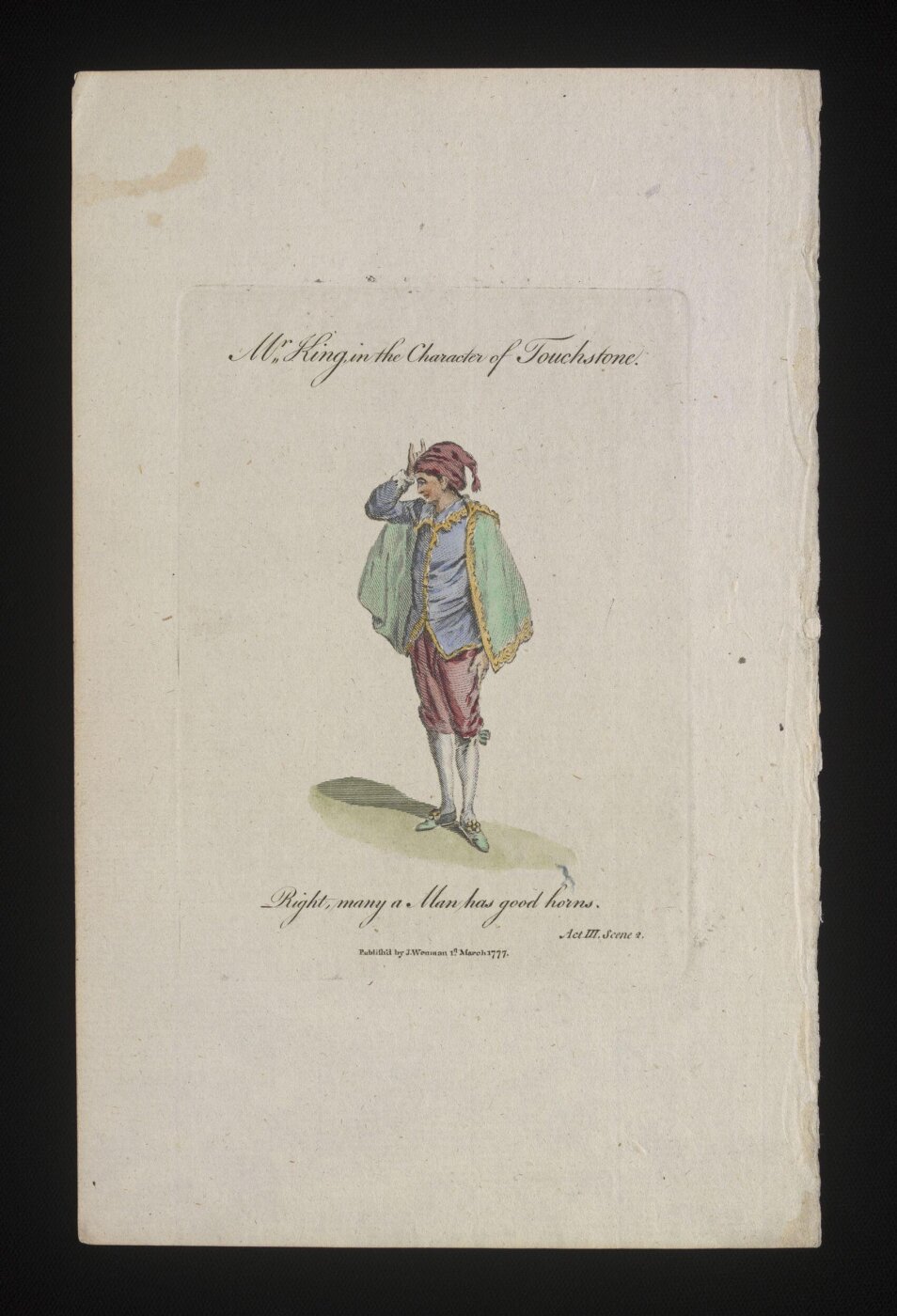 Unknown, Mr King in the Character of Touchstone