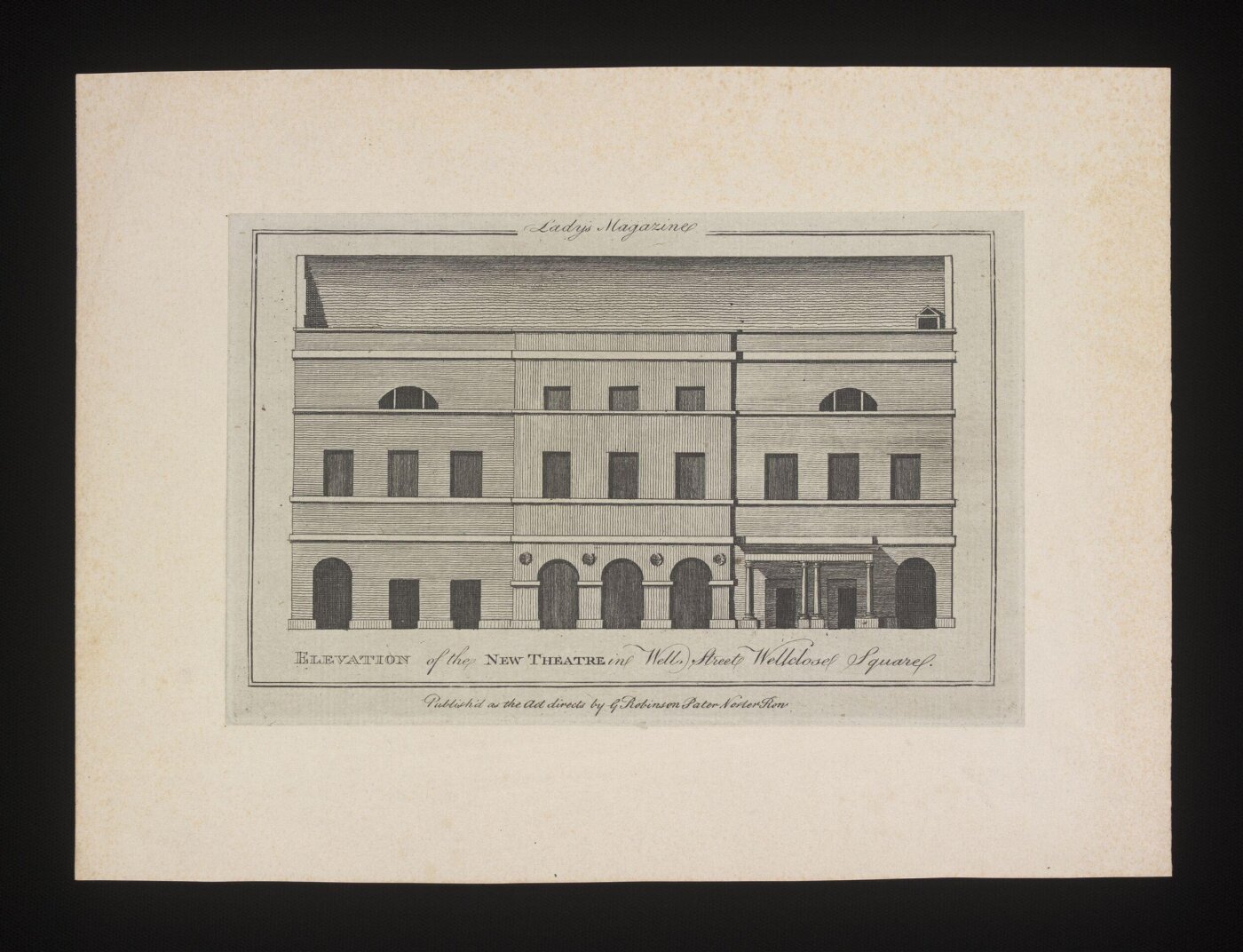 unknown, Elevation of the New Theatre in Well street, Wellclose Square