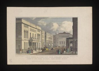 United Service Military Club House, Haymarket Theatre & Part of the Opera Colonade, from Regent Street