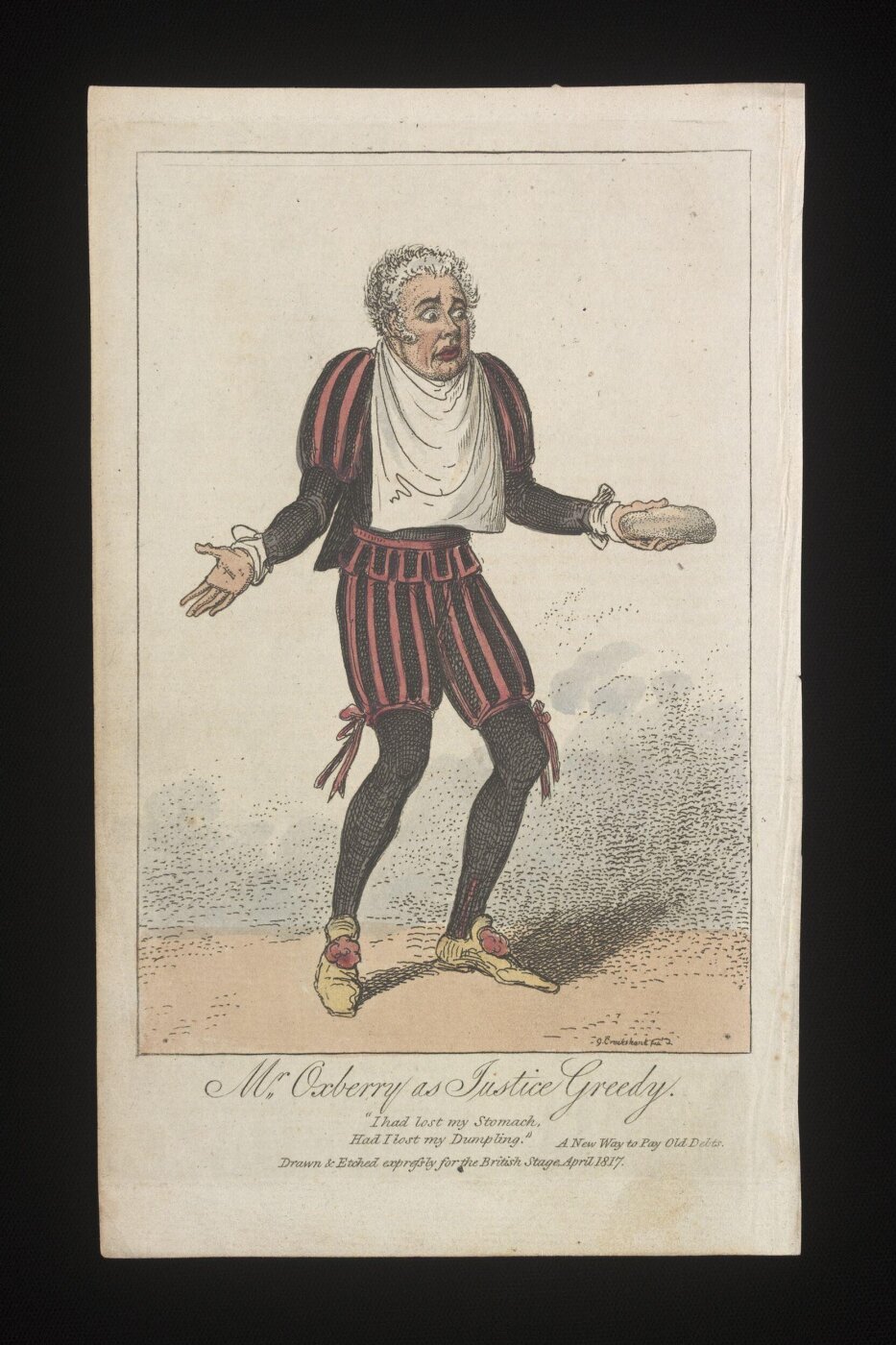 Cruikshank, George, Mr Oxberry as Justice Greedy