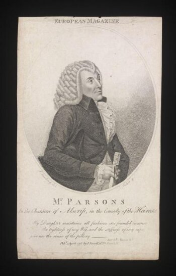 Mr William Parsons in the character of Alscrip in the comedy of the Heiress