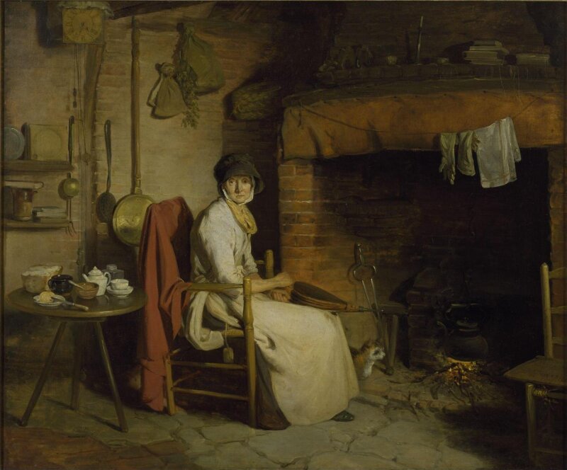 A Cottage Interior: An Old Woman Preparing Tea