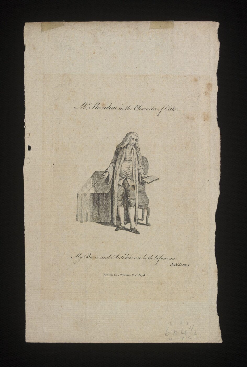 Unknown, Mr Sheridan in the Character of Cato