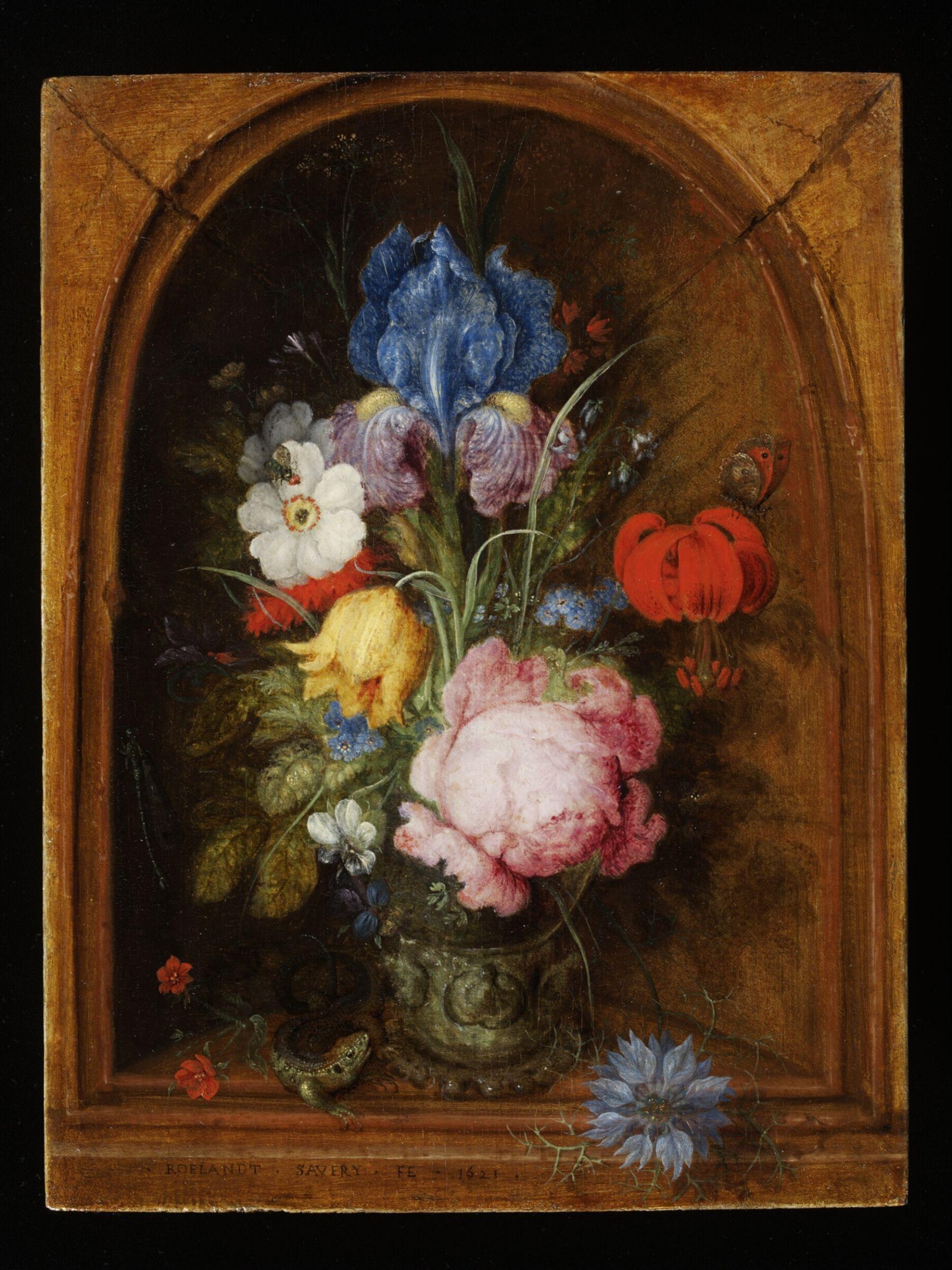Flowers in a Niche, Roelandt Savery, 1621