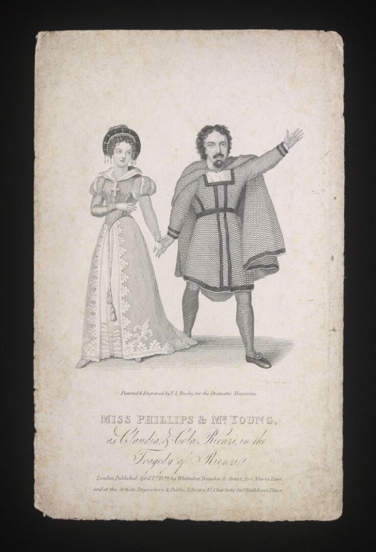 Miss Phillips as and Mr Young as Claudia and Cola Rienzi in <i>The Tragedy of Rienzi</i> image