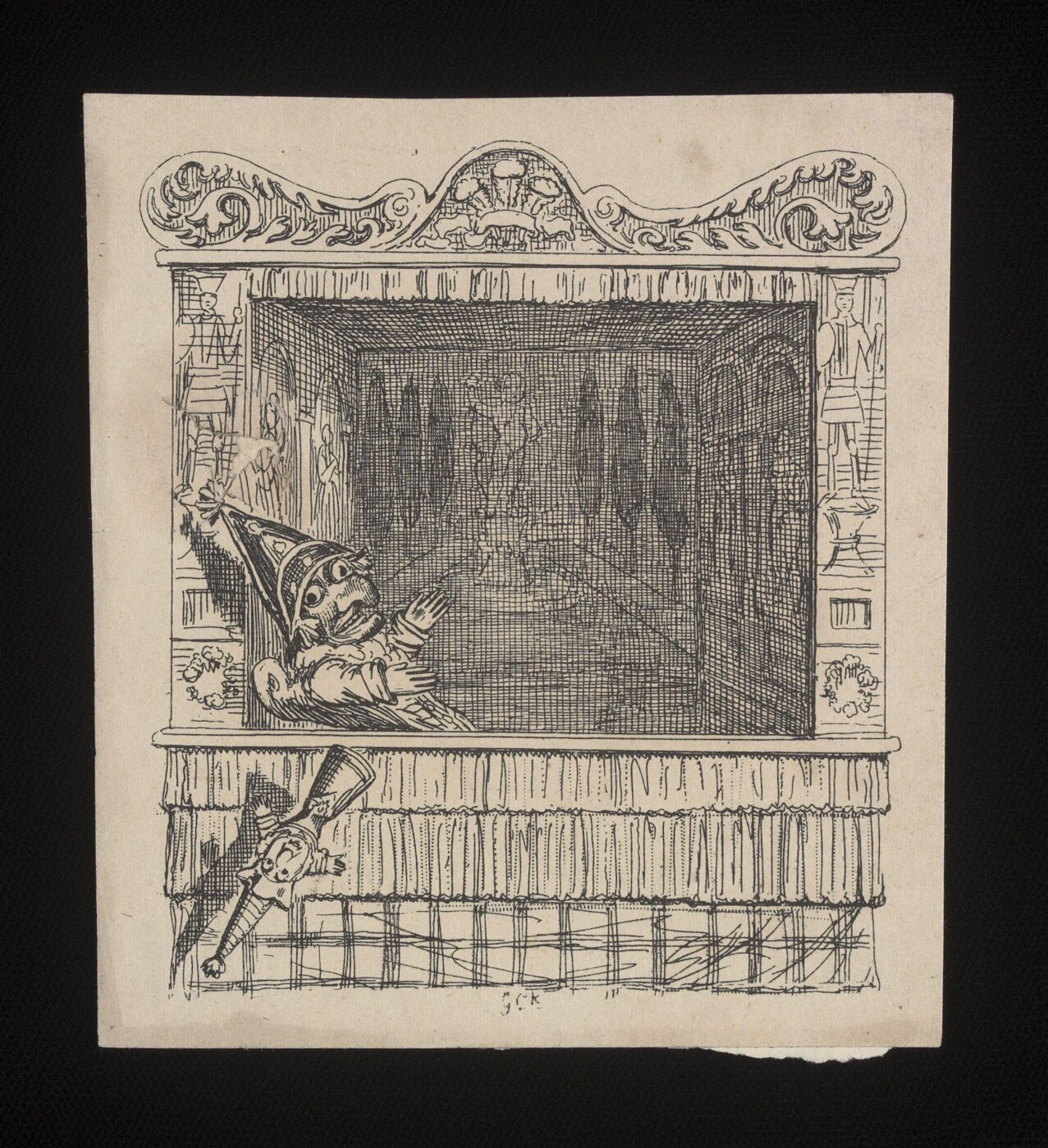 Cruikshank, George, Mr Punch throwing the baby into the audience