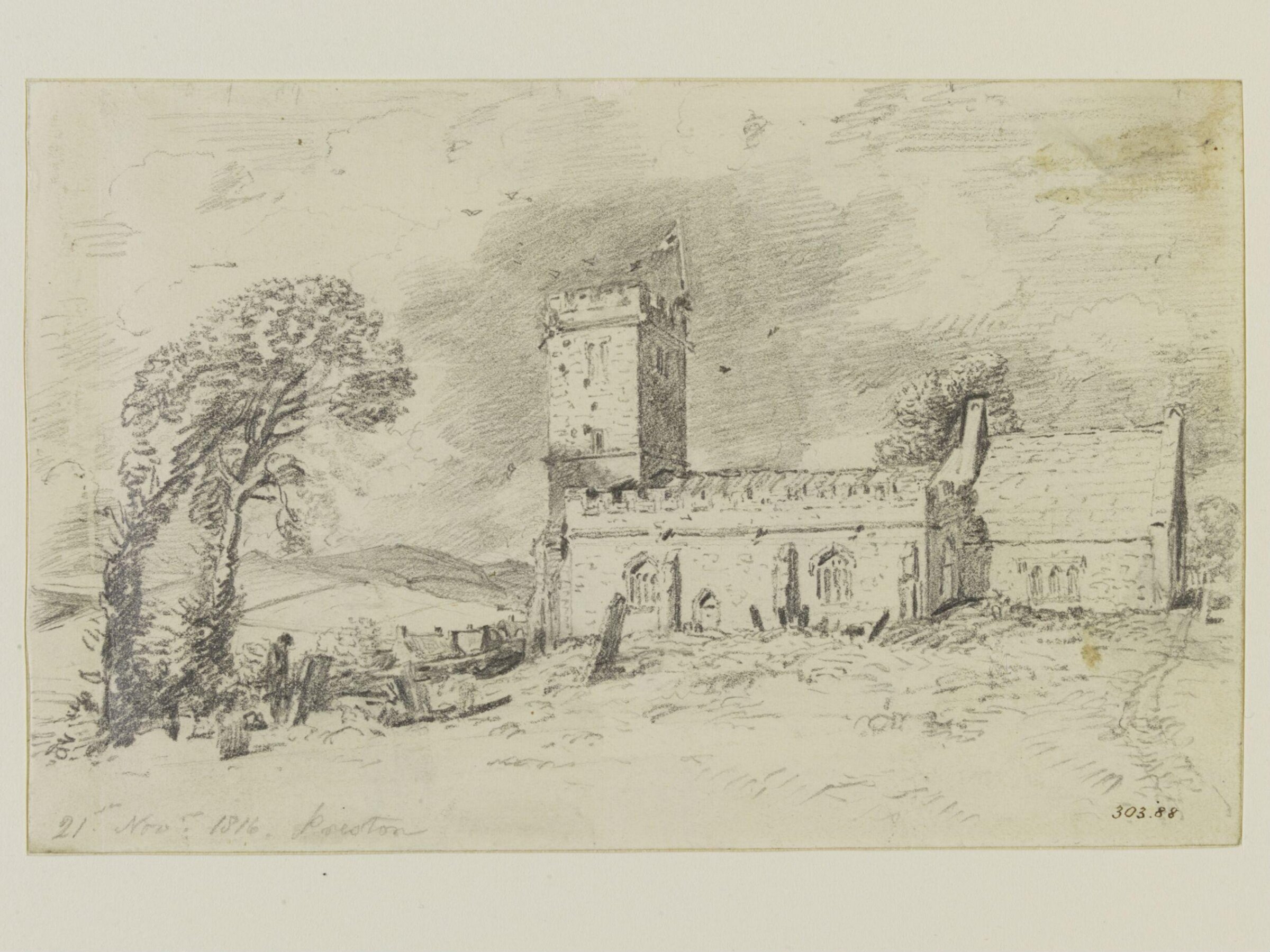 Preston Church near Weymouth, Constable, 1816, November 21