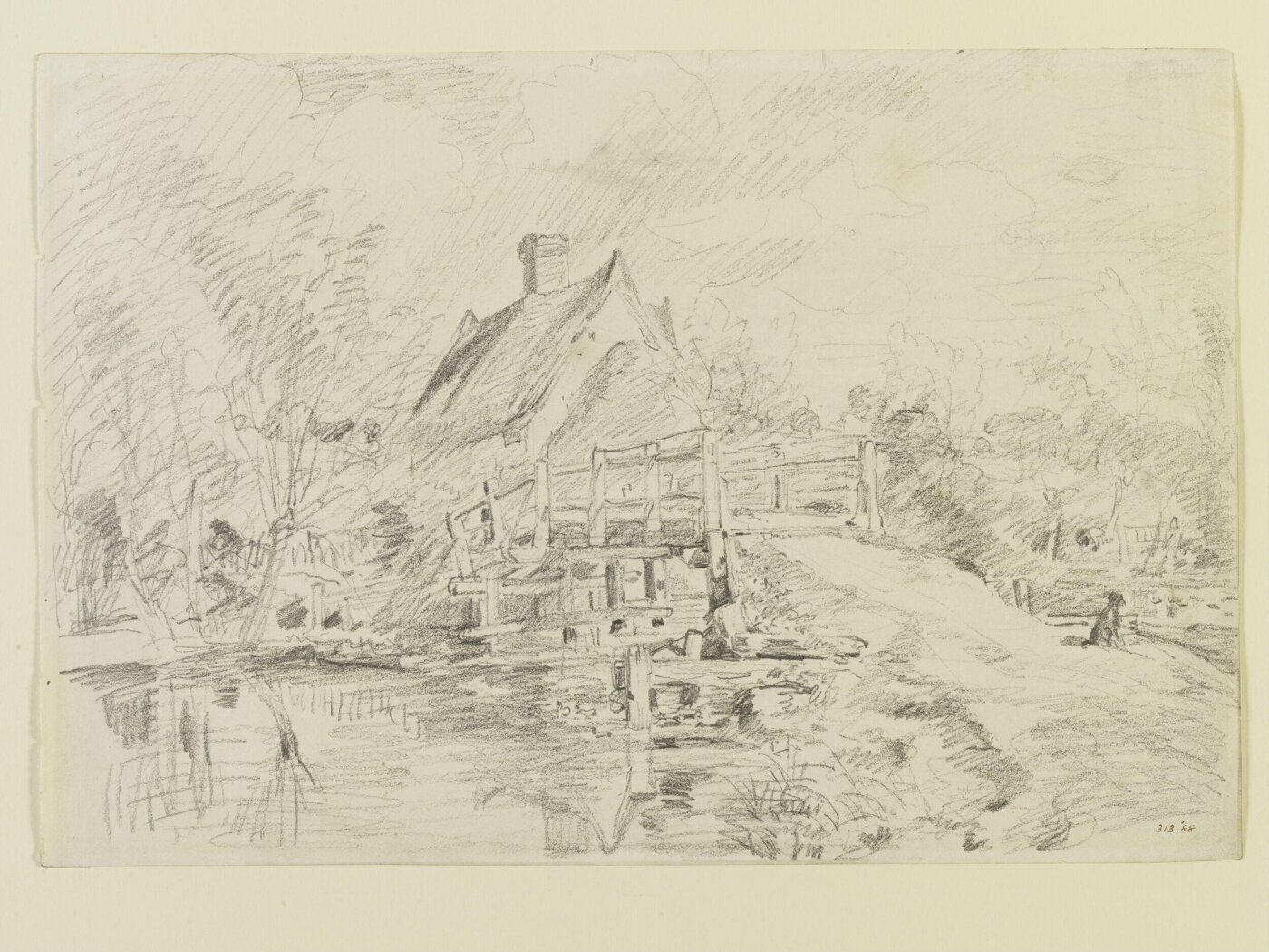 Constable, John (RA), Flatford Old Bridge and Bridge Cottage on the Stour
