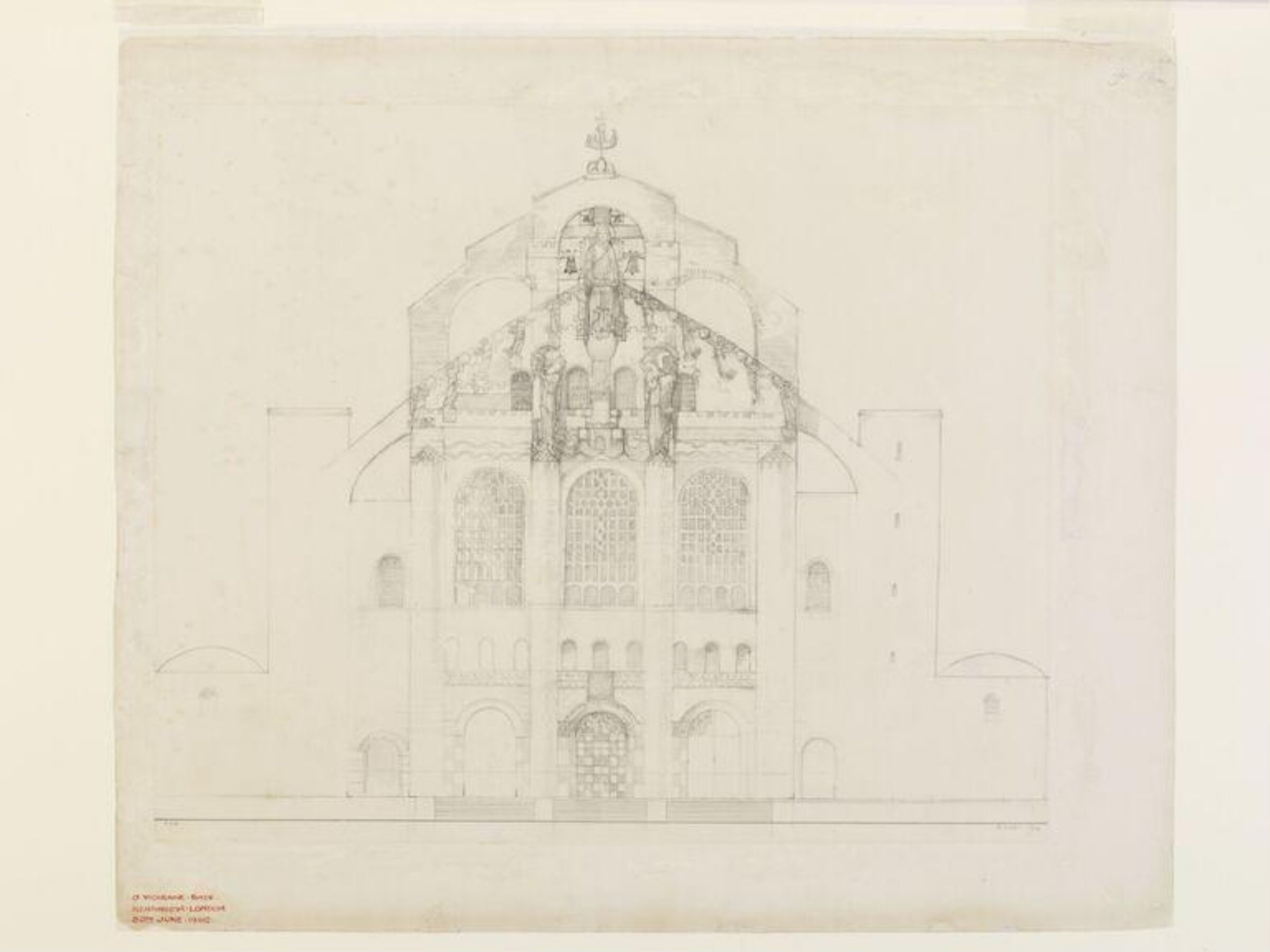Detail of the entrance front., W. R. Lethaby, 1902