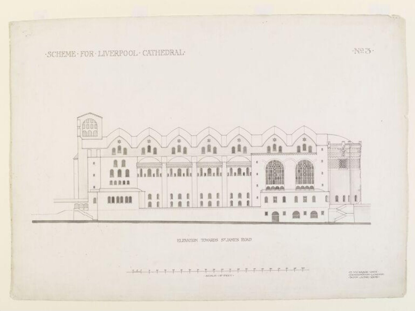 Elevation towards St. James Road., W. R. Lethaby, 1902