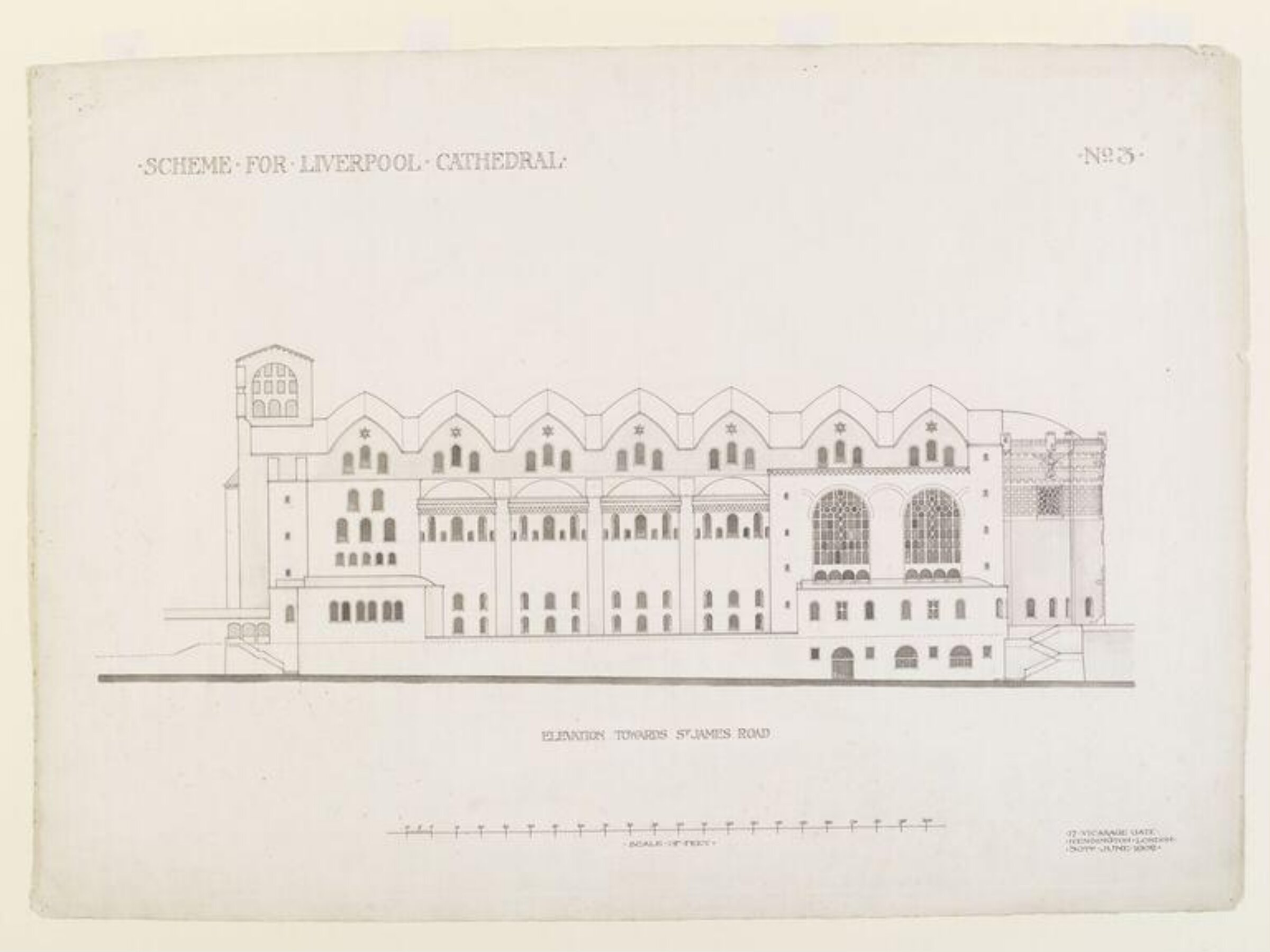 Elevation towards St. James Road., W. R. Lethaby, 1902