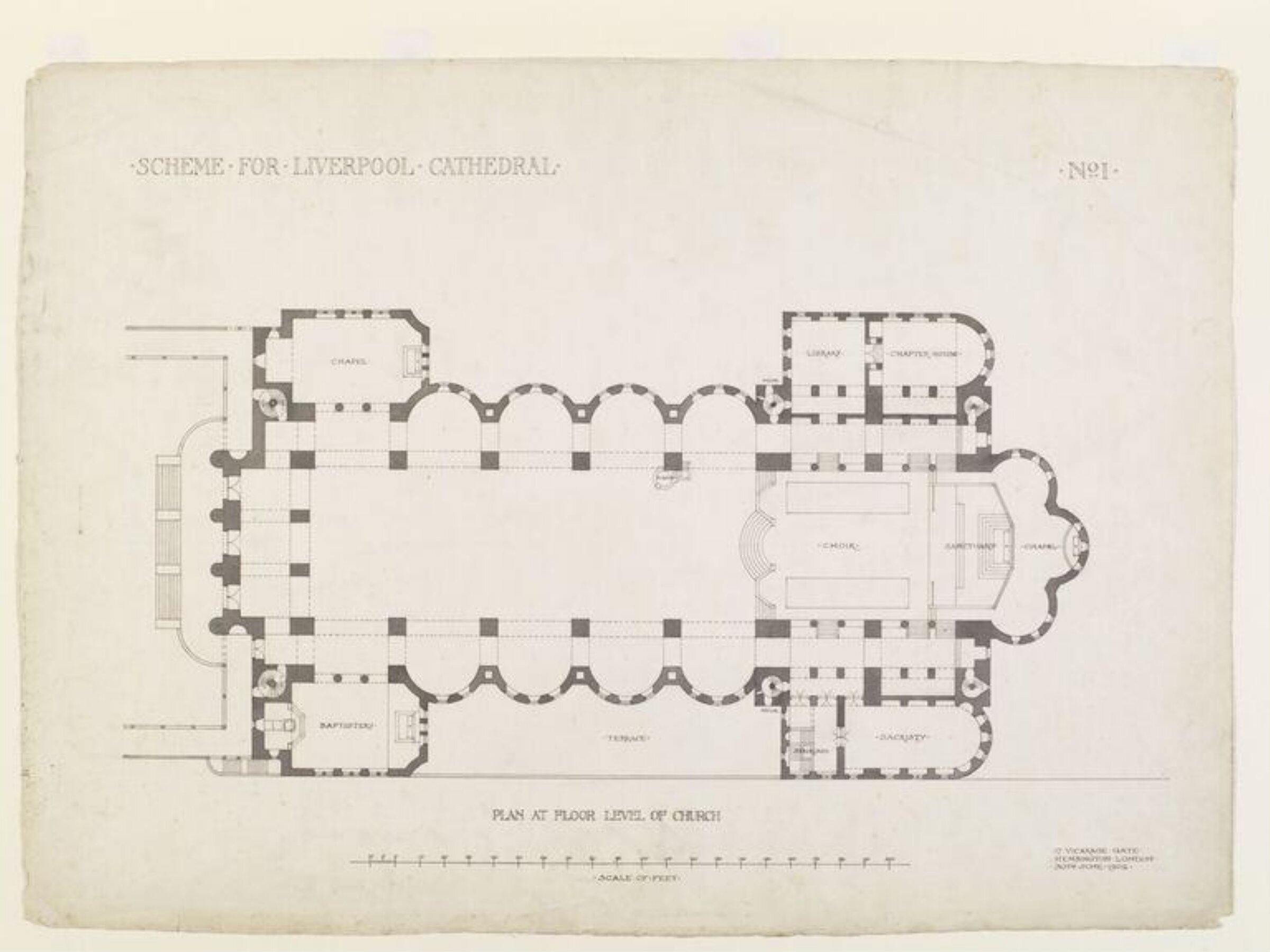 Plan at floor level of church., W. R. Lethaby, 1902