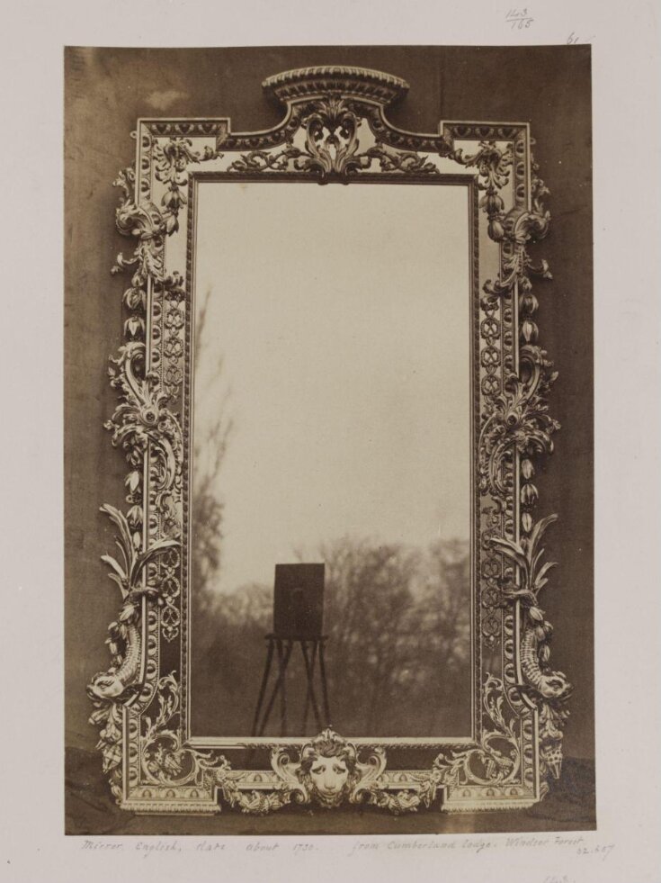 Mirror, English, date about 1730, from Cumberland Lodge, Windsor Forest top image
