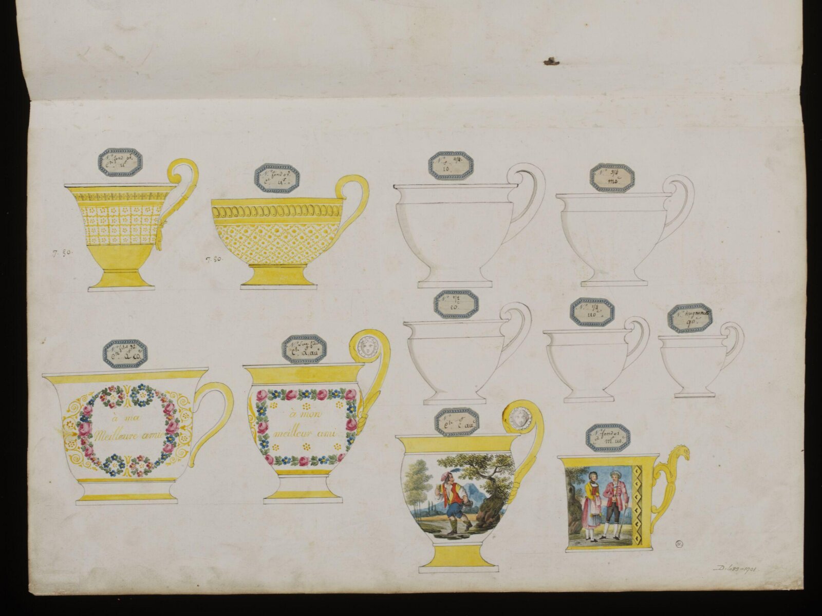 Drawing, Dagoty porcelain factory, circa 1800